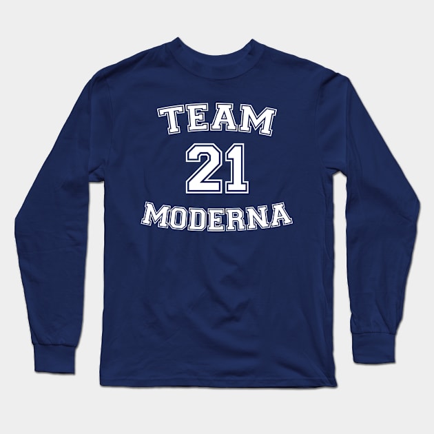 Vaccine pride: Team Moderna (white college jersey typeface) Long Sleeve T-Shirt by Ofeefee
